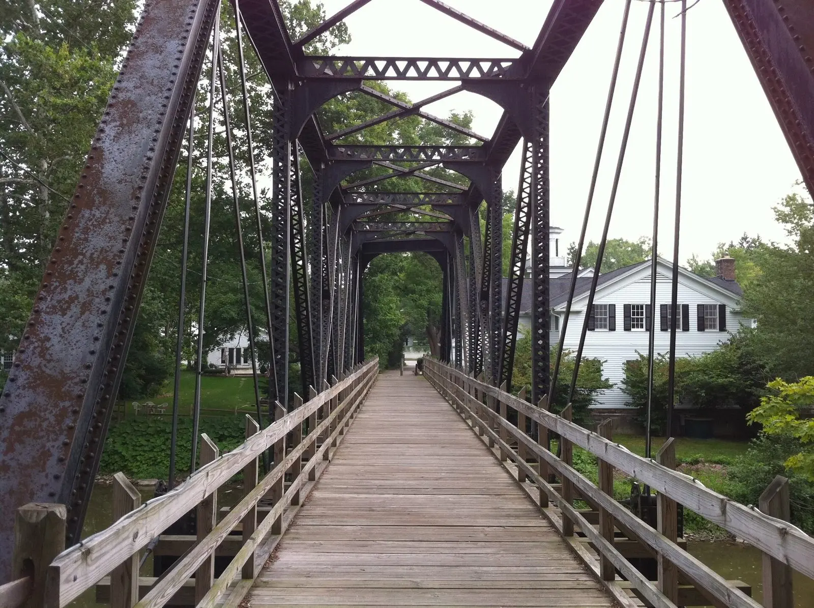 Old iron truss footbridge over the Chagrin River in Gates Mills