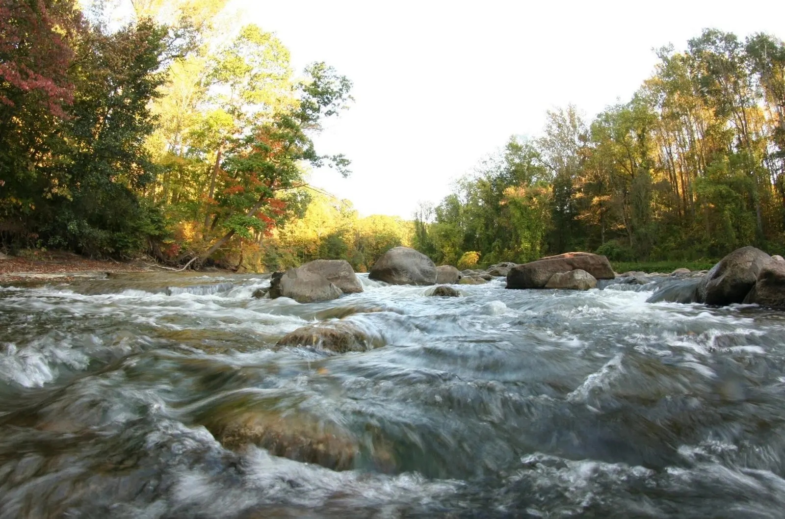 The Chagrin River running over rocks near Mayfield Village